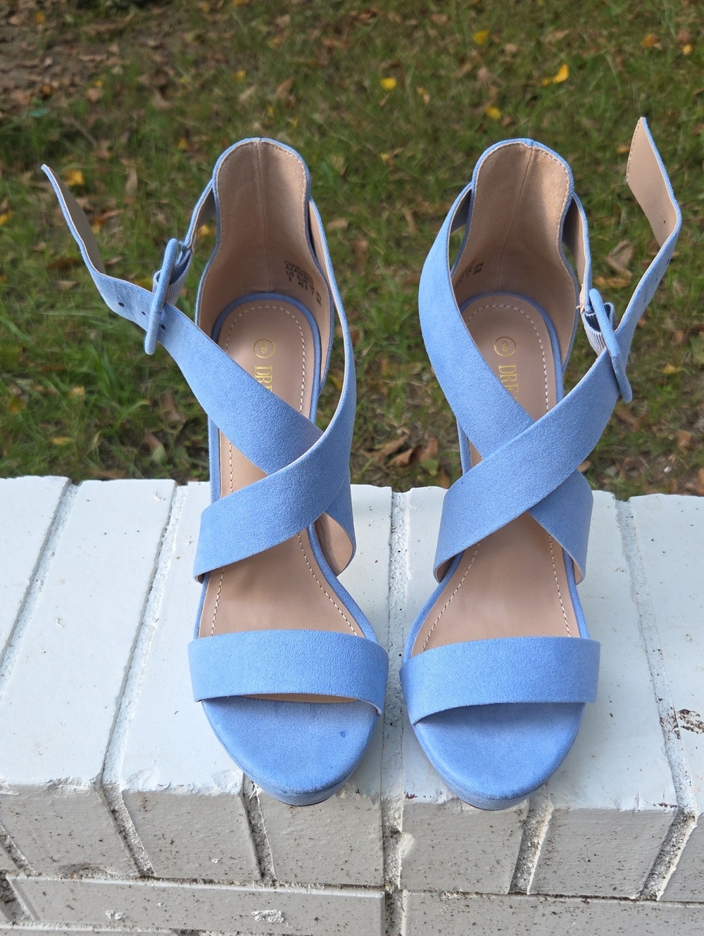Women’s Light Blue Suede Strappy High Heel Sandals